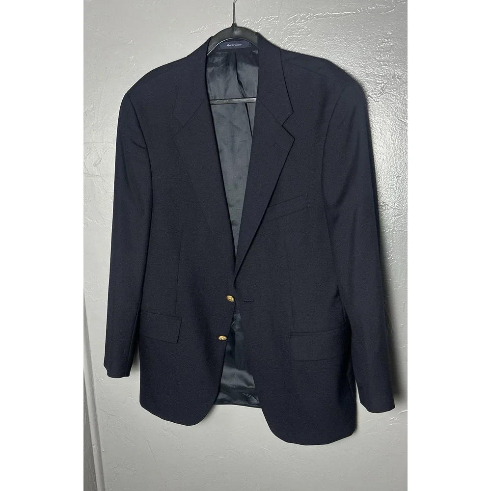 navy blue RALPH LAUREN‎ CHAPS gold buttons blazer suit jacket sport coat 42 R